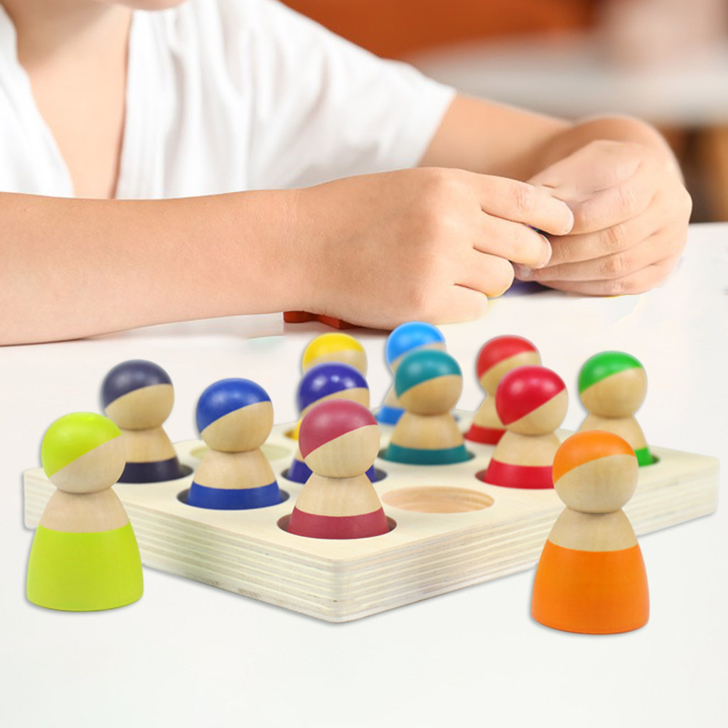 Wooden Mini Dolls Toys Montessori Toys Toddlers People Figures Shape Preschool Learning Educational Toys