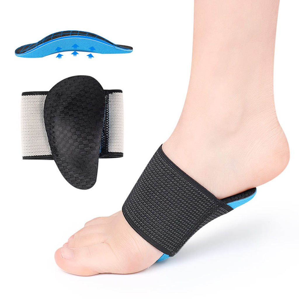2Pcs Arch Support Brace Self-Adhesive Black Support Insoles Orthotic Pad for Men Women Plantar Problems Heel Fatigue Flat Foot