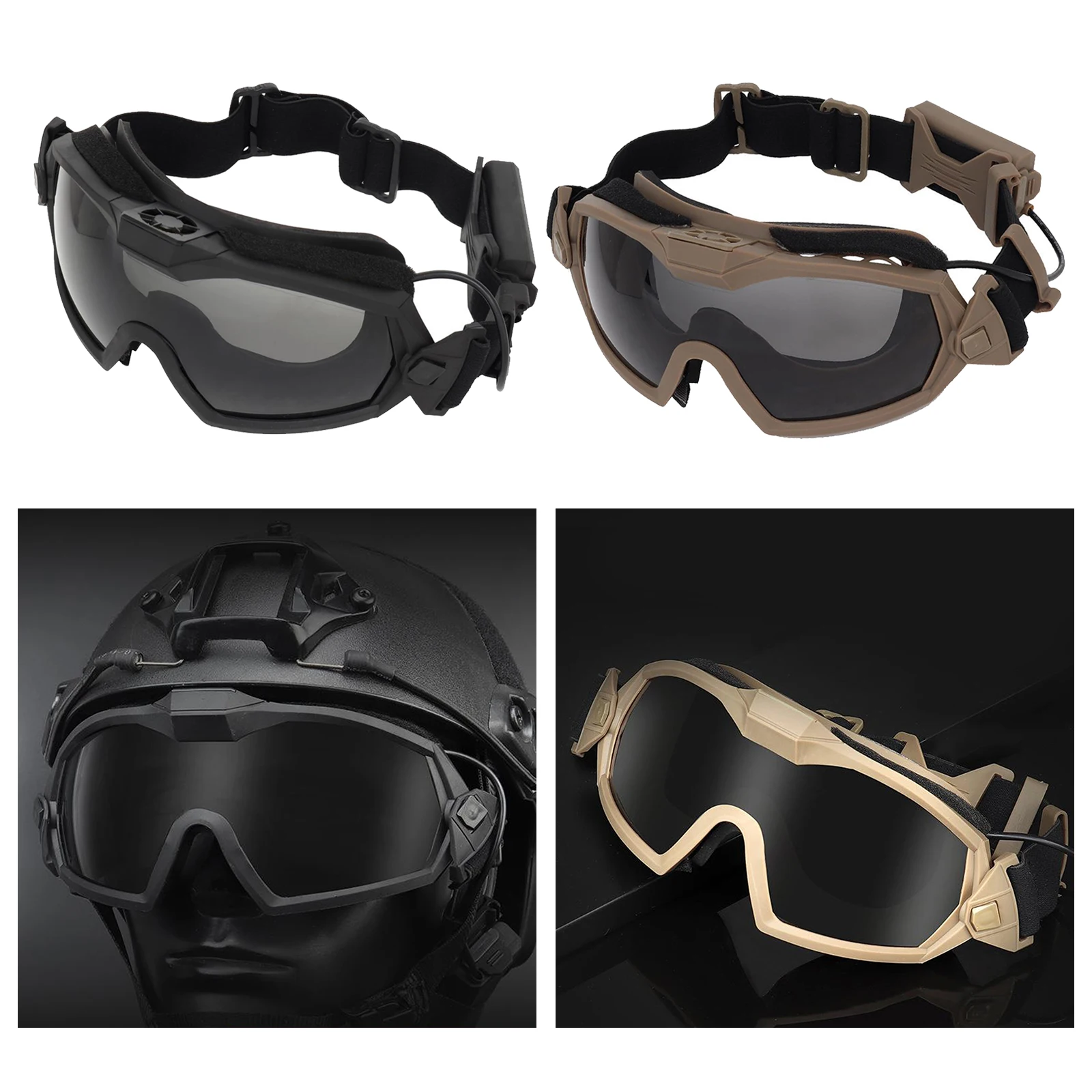 Tactical / Motorcycle Windproof Wargame Goggles Shooting Glasses 2 Lens Anti-Fog