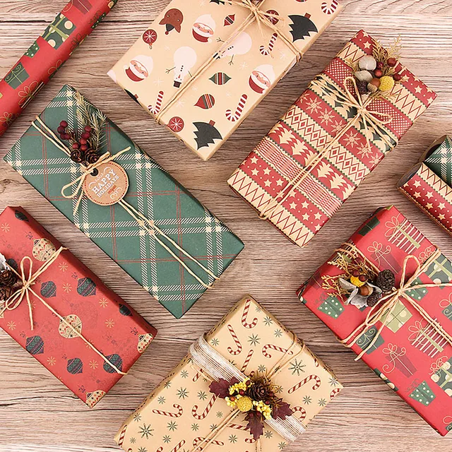 52x75cm Gift Wrapping Paper Roll Vintage Newspaper Double Sided Wrap Decor  Art Kraft For Christmas Party Creative Material