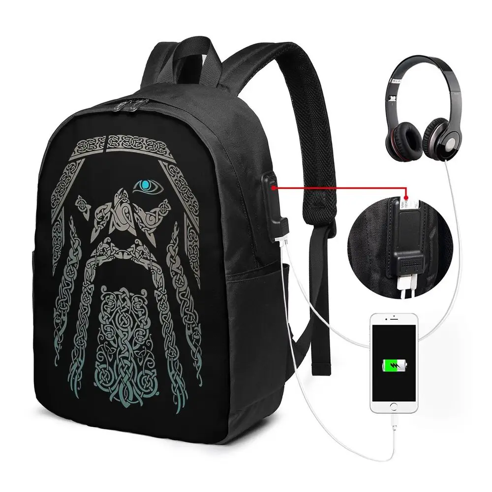 Viking Fenrir Odin Tree Of Life USB Port Backpacks