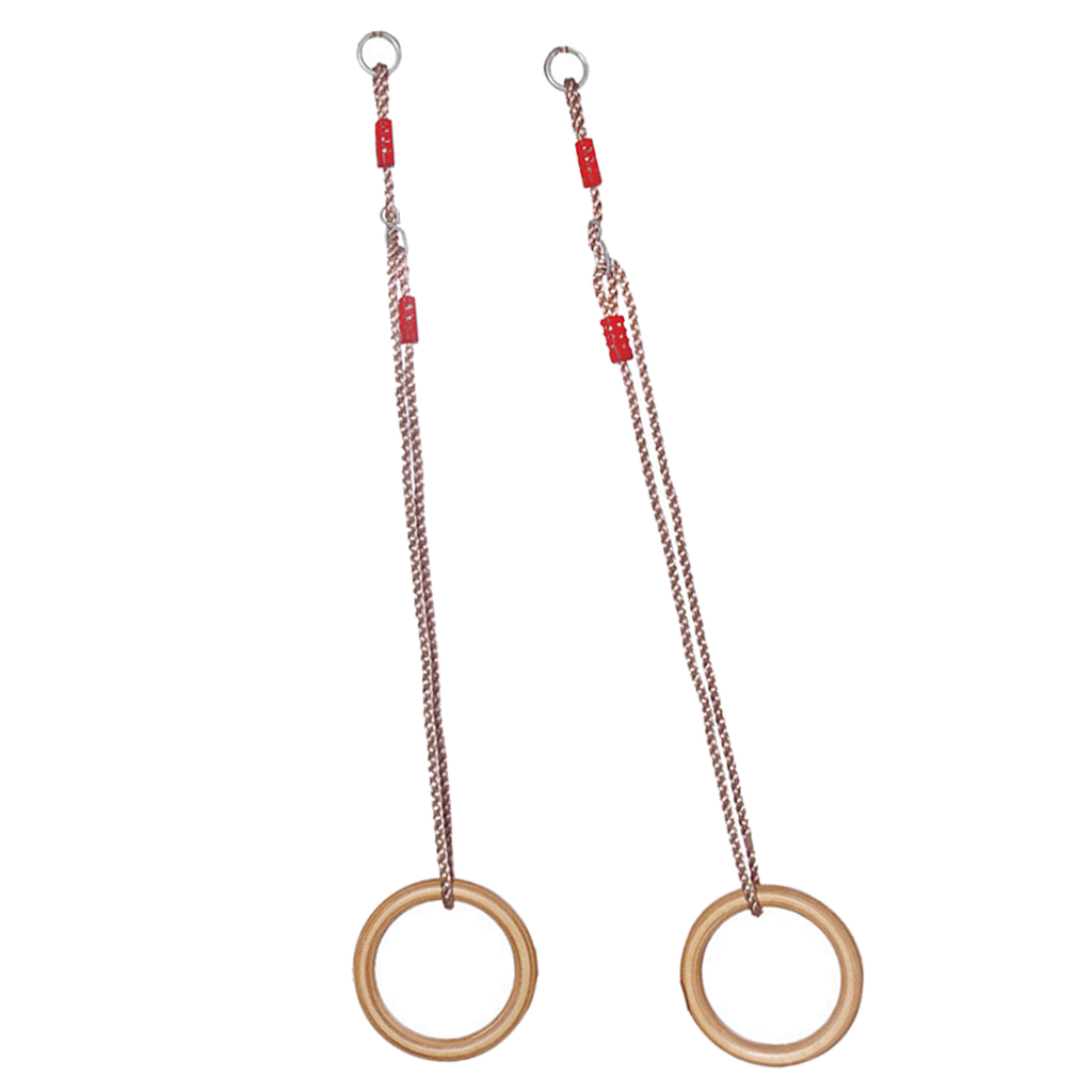Wooden Strength Training Rings Adjustable Straps Buckles Set Fitness Tool