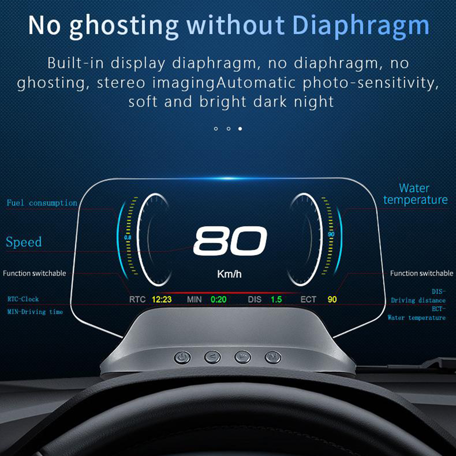 C3 OBD2 +GPS Dual Mode Car Head Up Display Overspeed Warning Water Temp Voltagometer Navigation Diagnostic