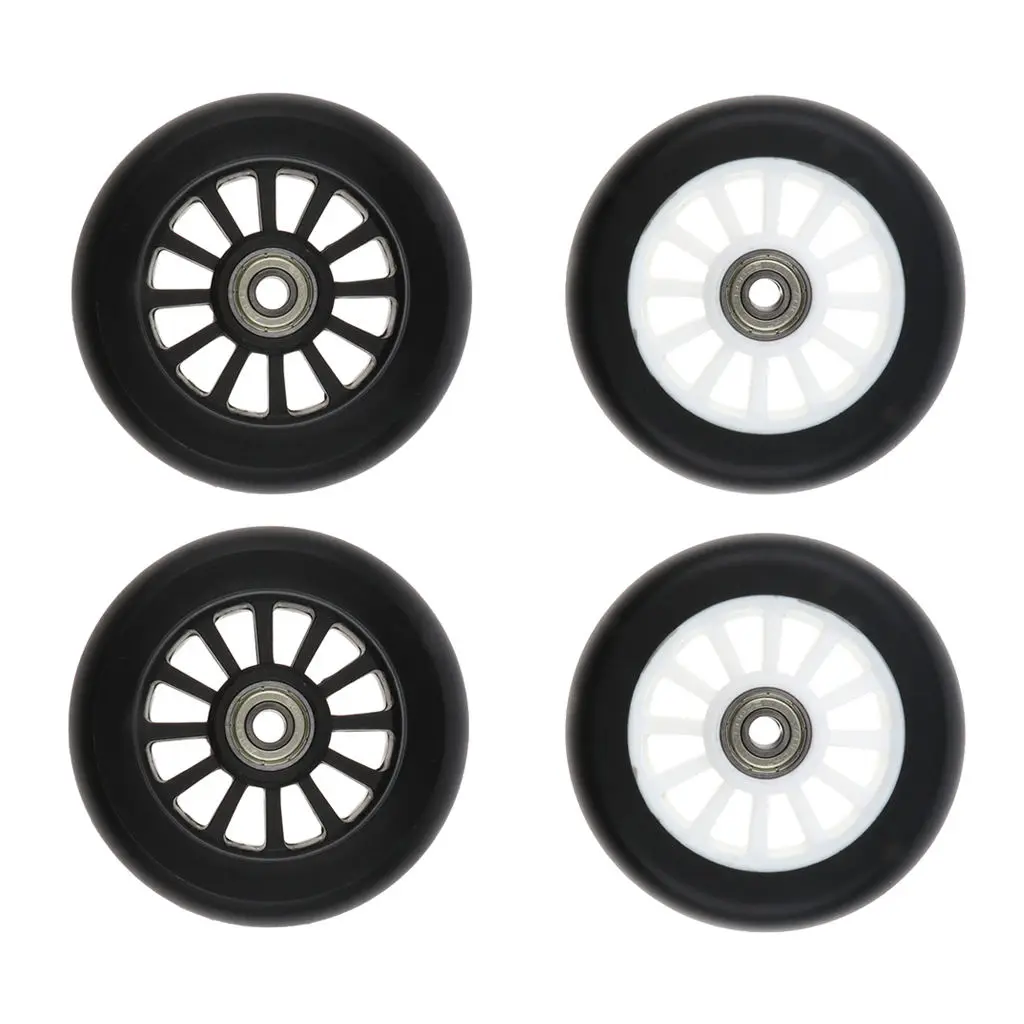 2pcs PU 100mm Scooter Wheels Outdoor Sports Accessories with Bearing Black 