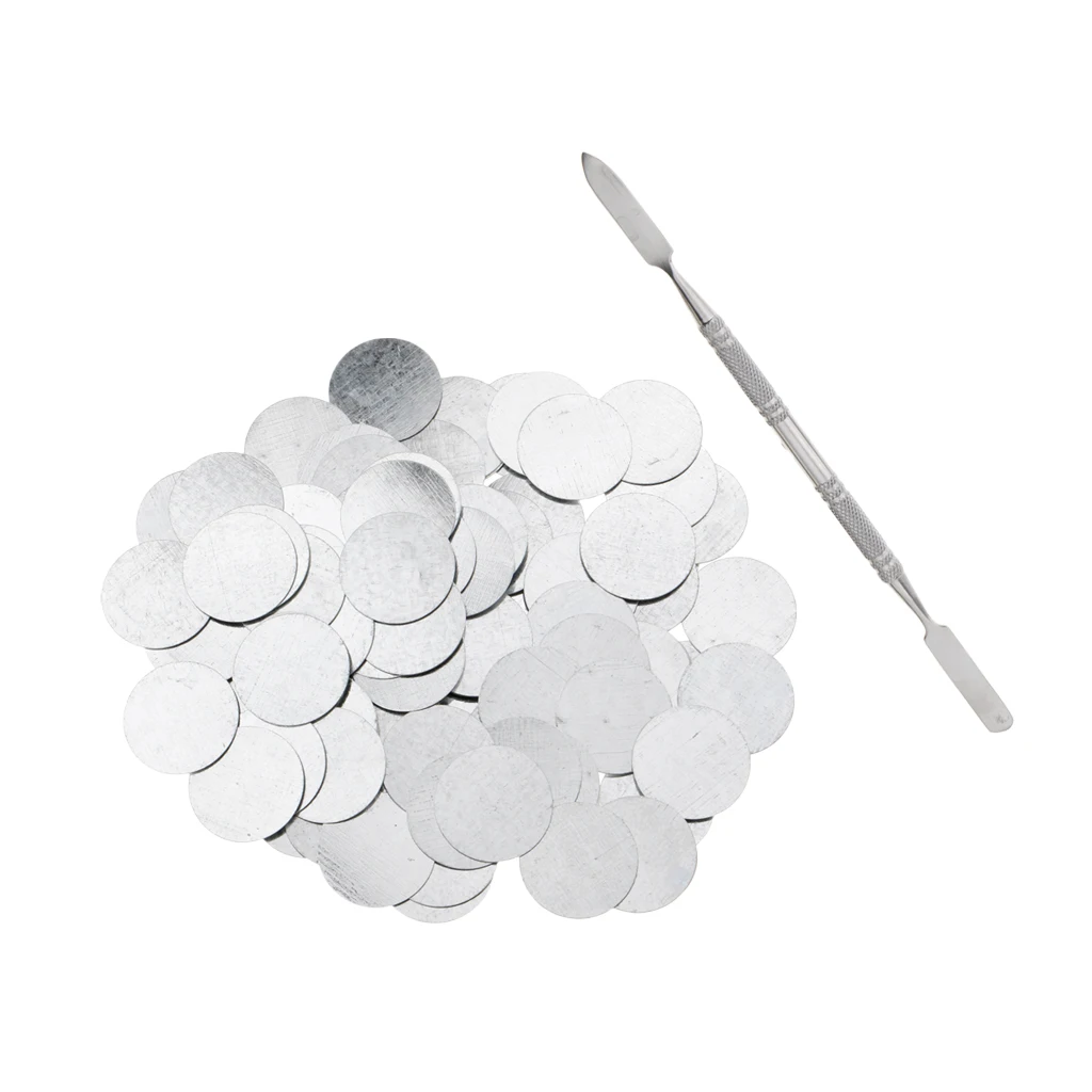 100Pcs 25mm Metal Stickers for Magnetic Palette Empty Eyeshadow Blusher Makeup Palette + Depotting Spatula