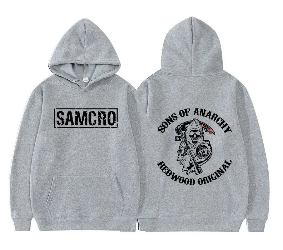Sons of Anarchy Samcro Logo Hombre Sudadera con Capucha Negro Regular 