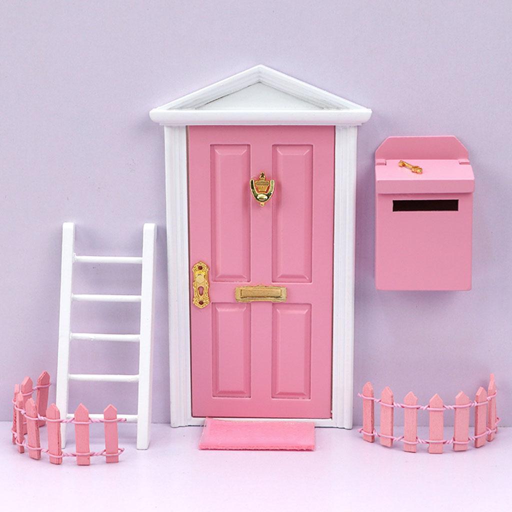 1:12 Scale Dollhouse Miniature Fairy Door Kit Fairy Door with Accessories for Girls Dollhouse Decoration