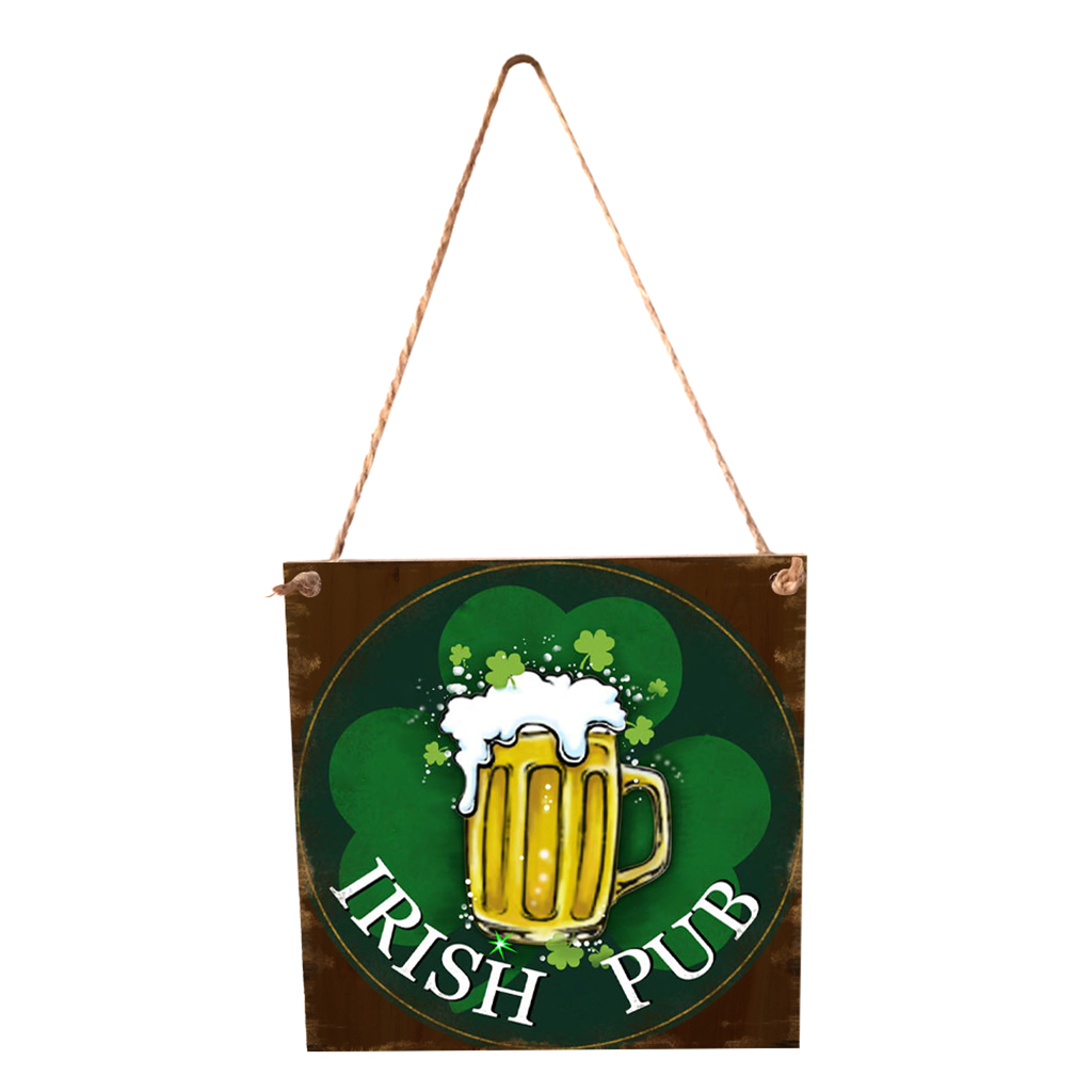 Vintage Style Wood Irish Pub Sign Kitchen Bar Hanging Wall Decor 15x15cm