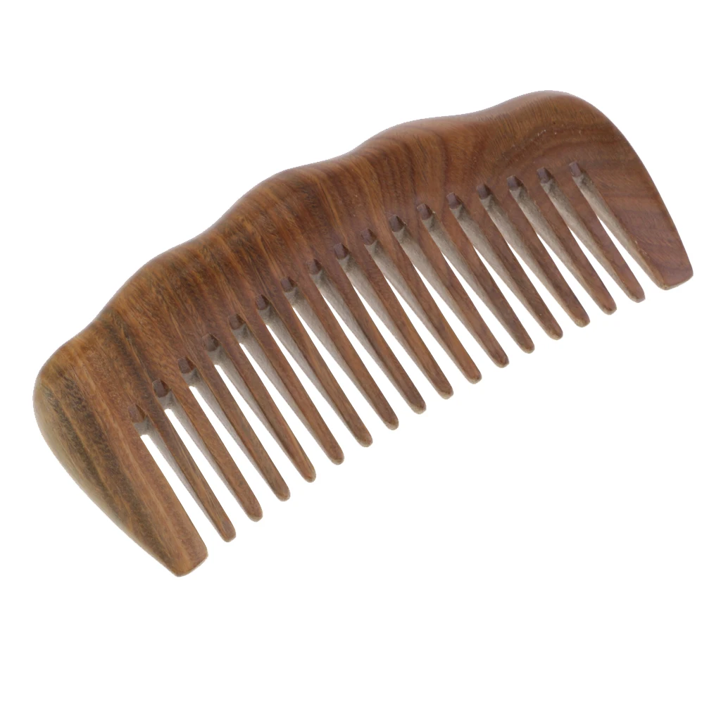 Green Sandalwood Comb Wide Teeth Detangling Wooden Massage Comb Antistatic