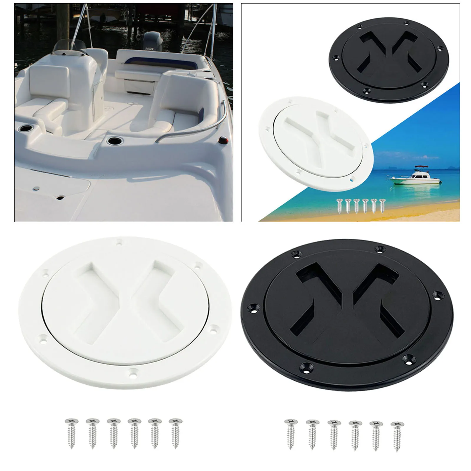 Boat 4 inch Access Port Hatch Cover Deck Plate Anti Aging Twist Out ABS Plastic Water Tight Lid for Marine