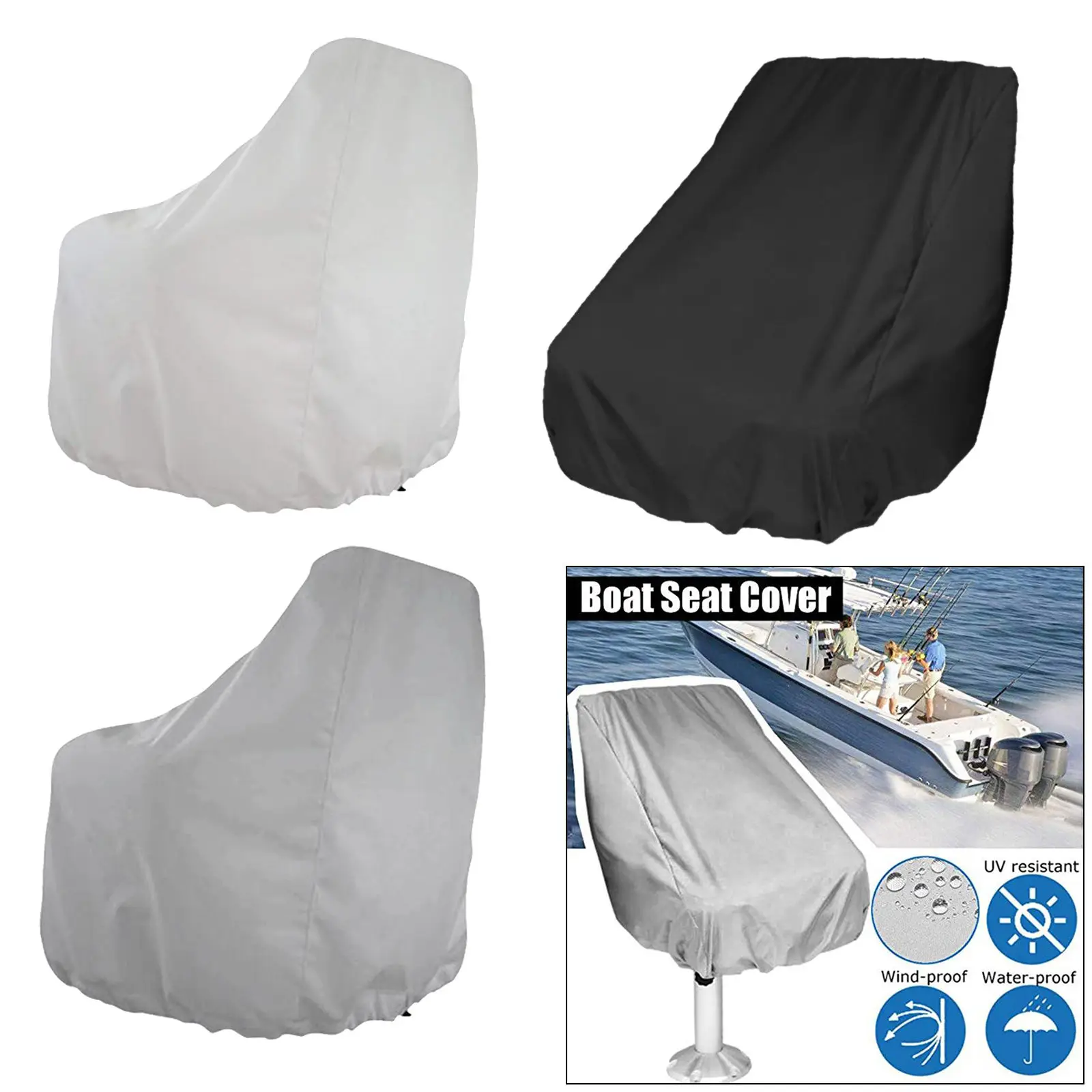Waterproof Outdoor Foldable Boat Seat Cover Ship UV Resistant Yacht Captain Chair Elastic Closure Dustproof Protection