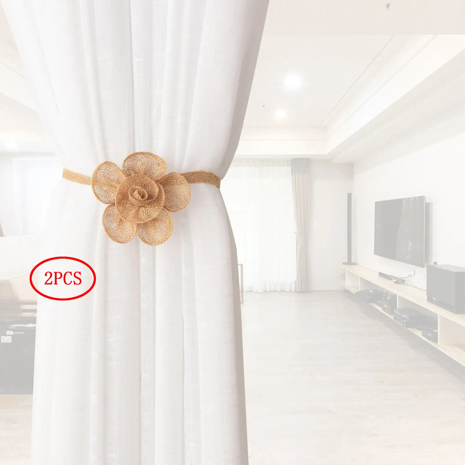 2 Pcs Magnetic Flower Curtain Tiebacks Tie Rope Accessory Creative Holdbacks Buckle Clips Home Decoration