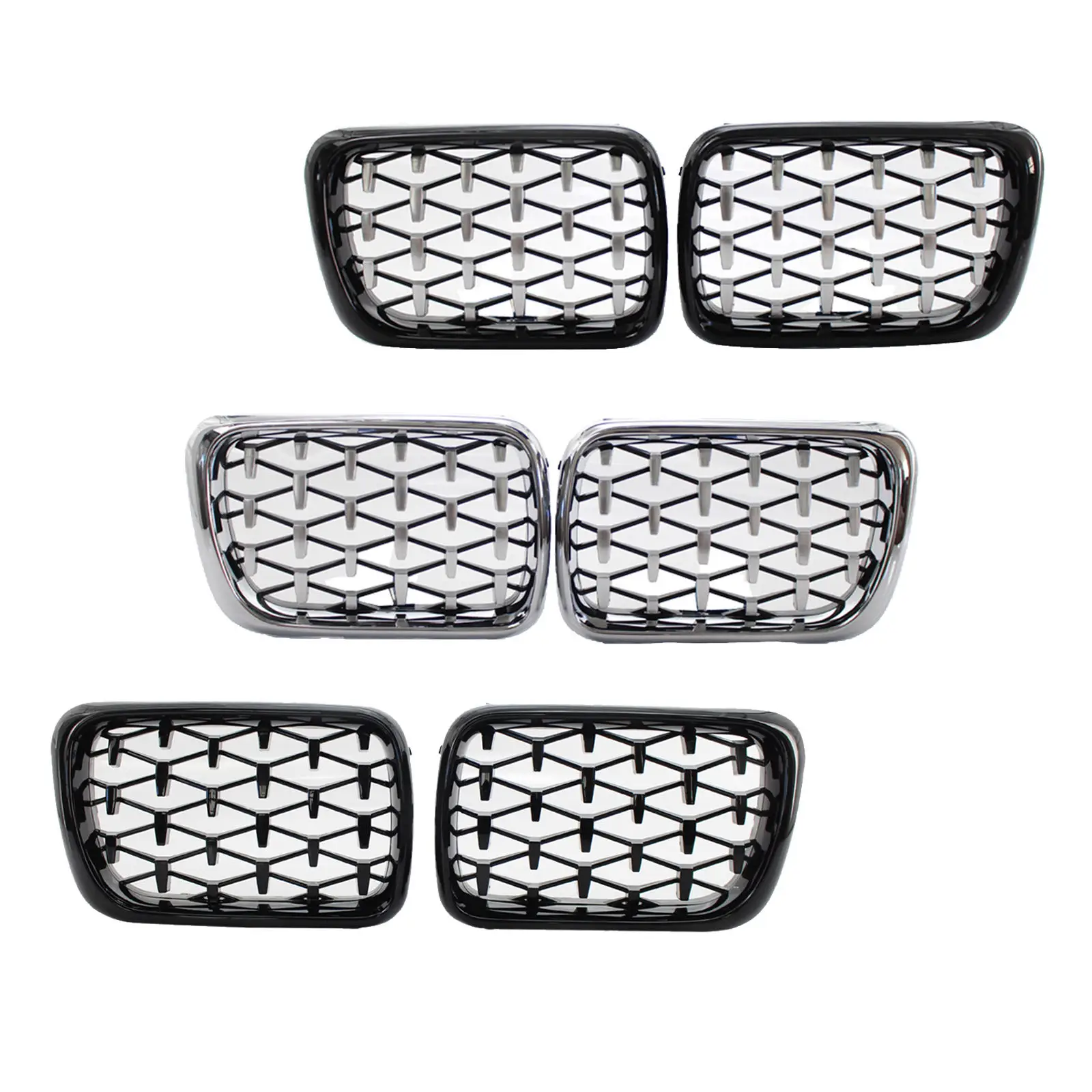 1Pair Auto Car Front Bumper Kidney Grill for  E36 3 Series 1997-1999, Complete kit, comes as a pair.