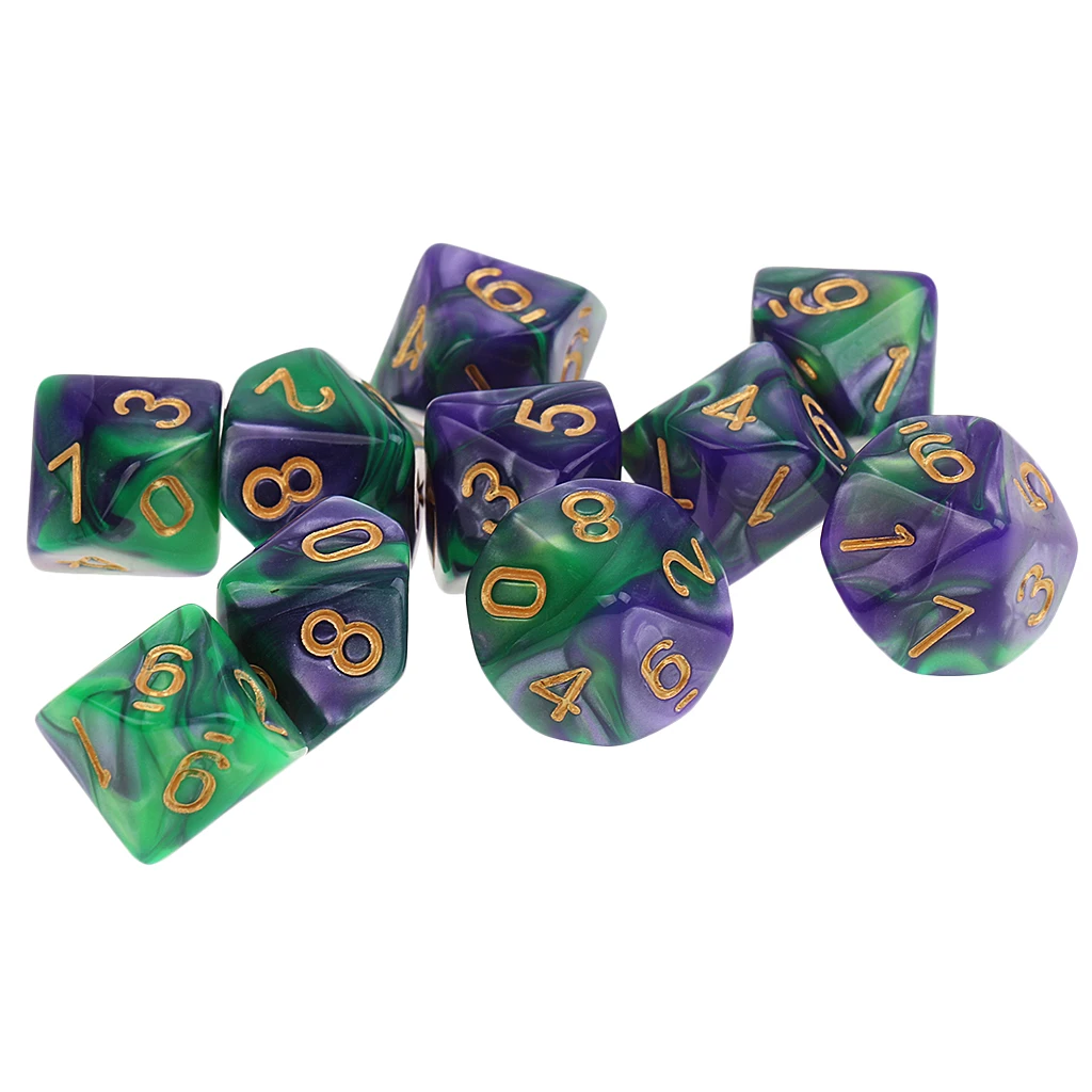 10pcs 10 Sided Dice D10 Polyhedral Dice for   MTG RPG Table Games