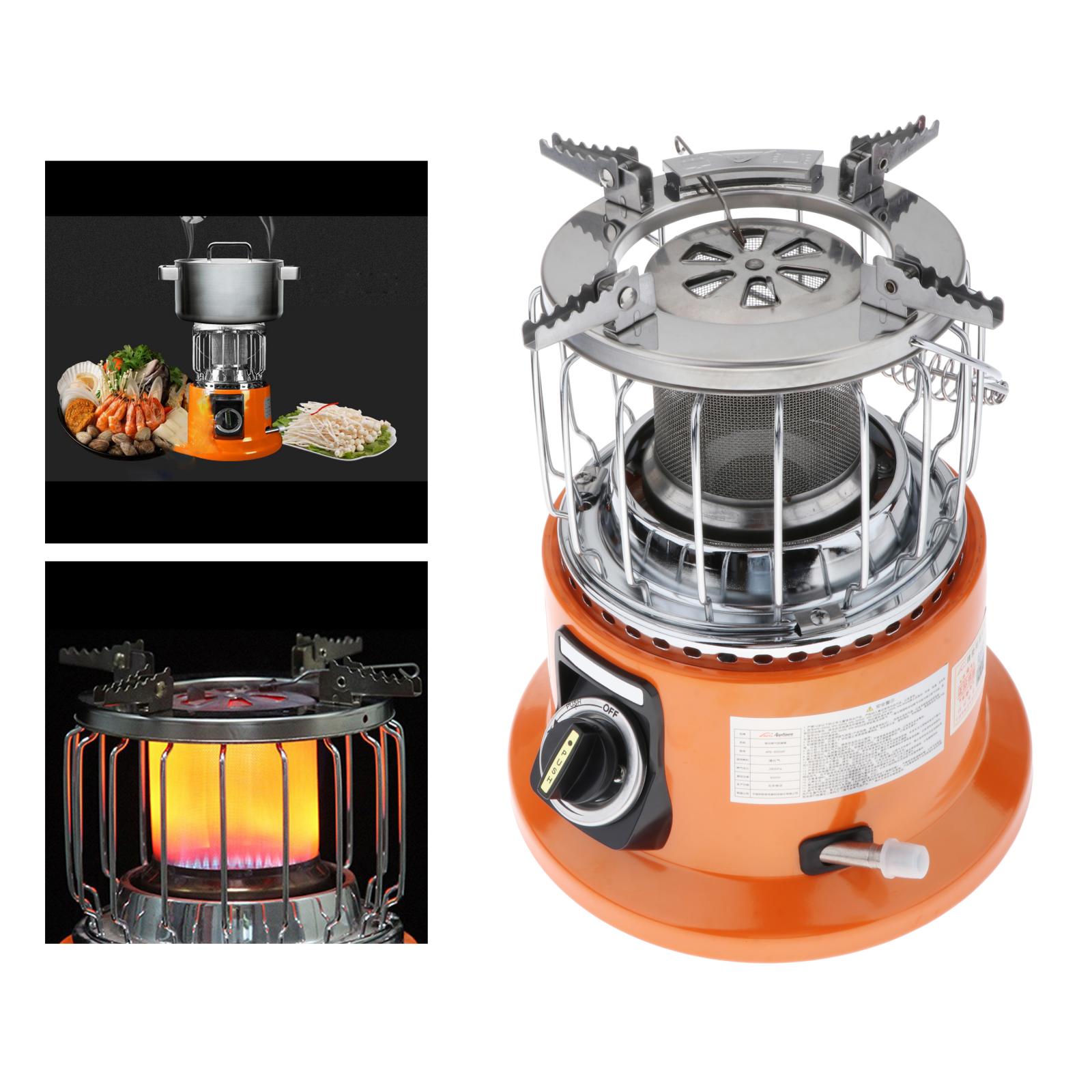 2 in 1 Gas Stove Heater 3KW Liquefied Gas Compact Tent Warmer Cooker Burner