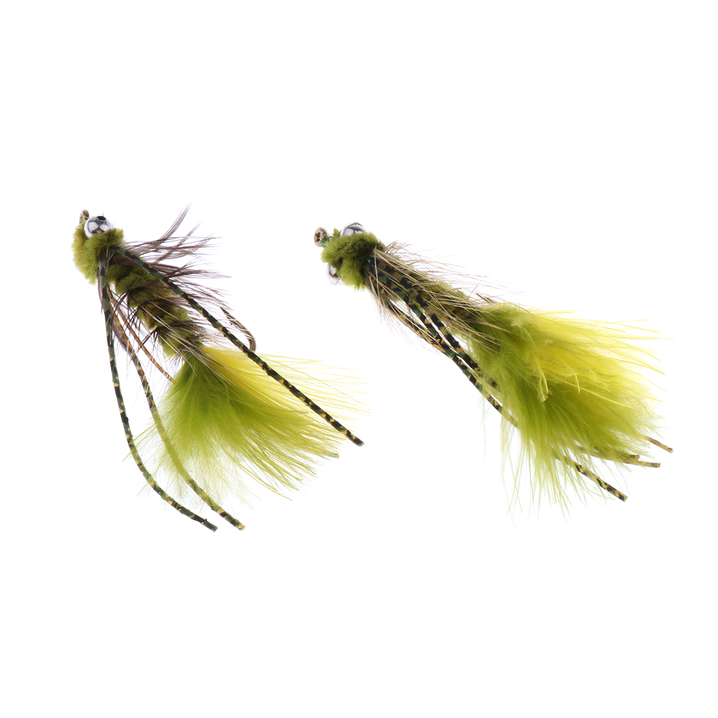2 Pieces Hand-tied Fly Fishing Lures Nymphs Streamers For Bass Trout Fishing