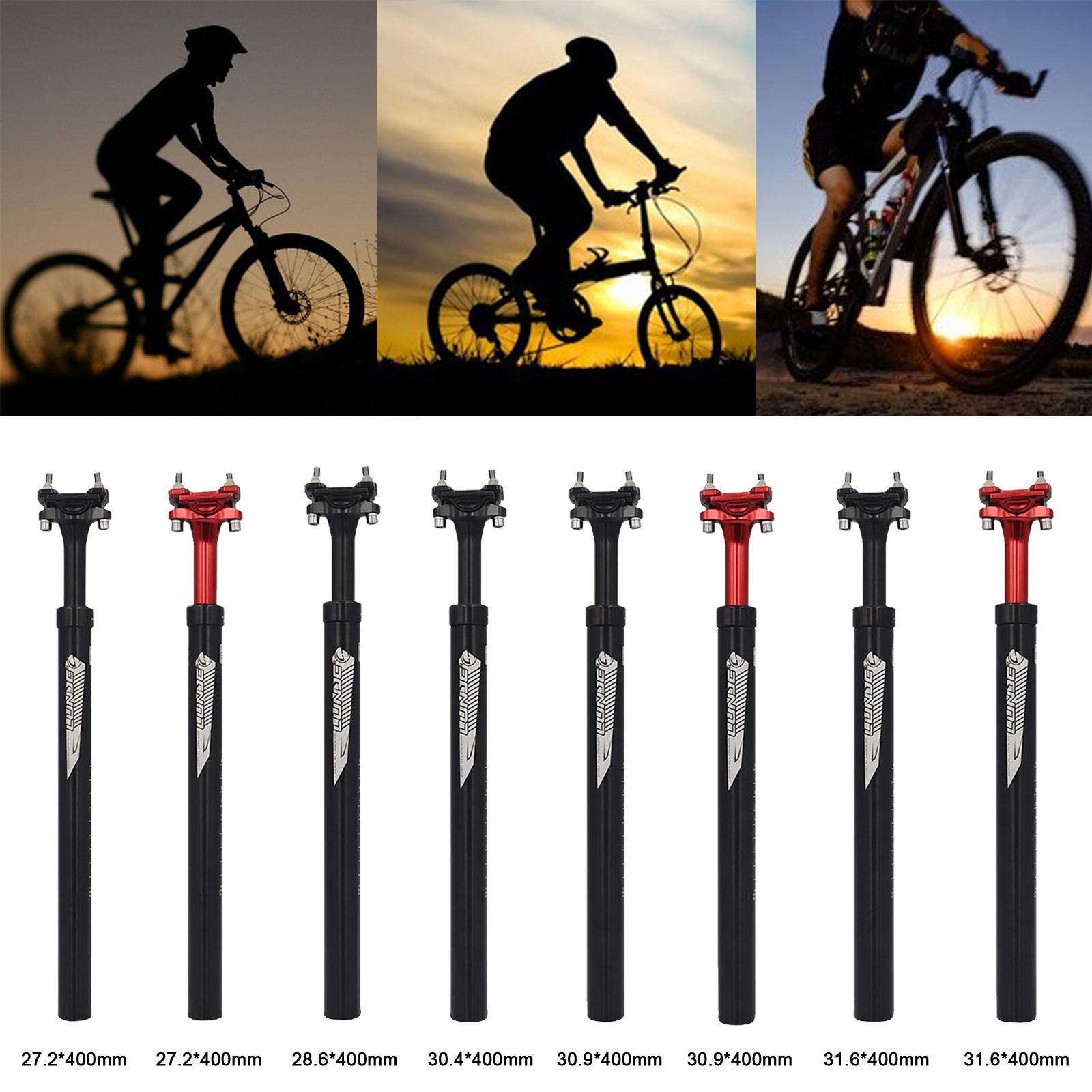 27.2/28.6/30.4/30.9/31.6 mm Road Bike Seatpost Adjustable Damping Length 400mm Folding Bike Aluminum Alloy Seat Tube