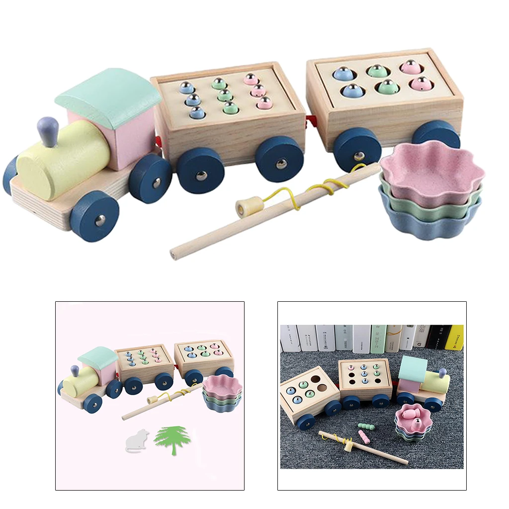 Wooden Fishing Game Train Model Kid Toys Fine Motor Skill Toy Motor Skill Training Toys Early Learning Educational Toy