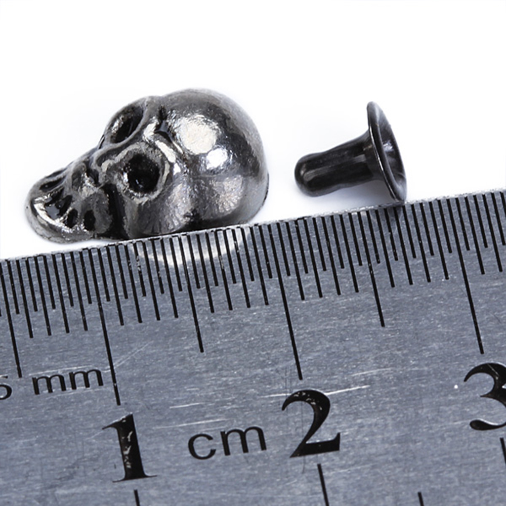 Skull Rivets Studs Antique Silver for Sewing 13 x 8mm Pack of 10 Sets