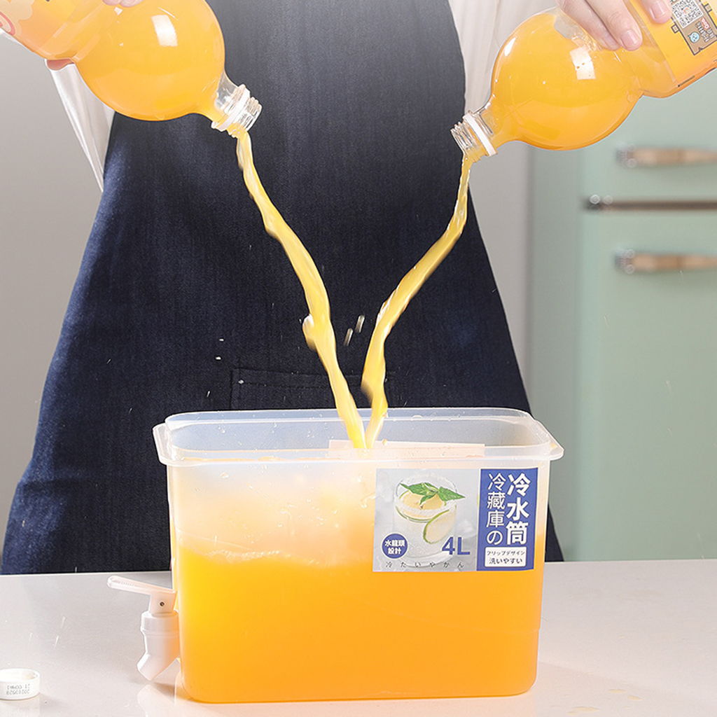Water Jug for Hot and Cold Beverage Summer Fruit Tea Kitchen Pitcher Iced Beverage Dispenser Fresh-keeping with Faucet