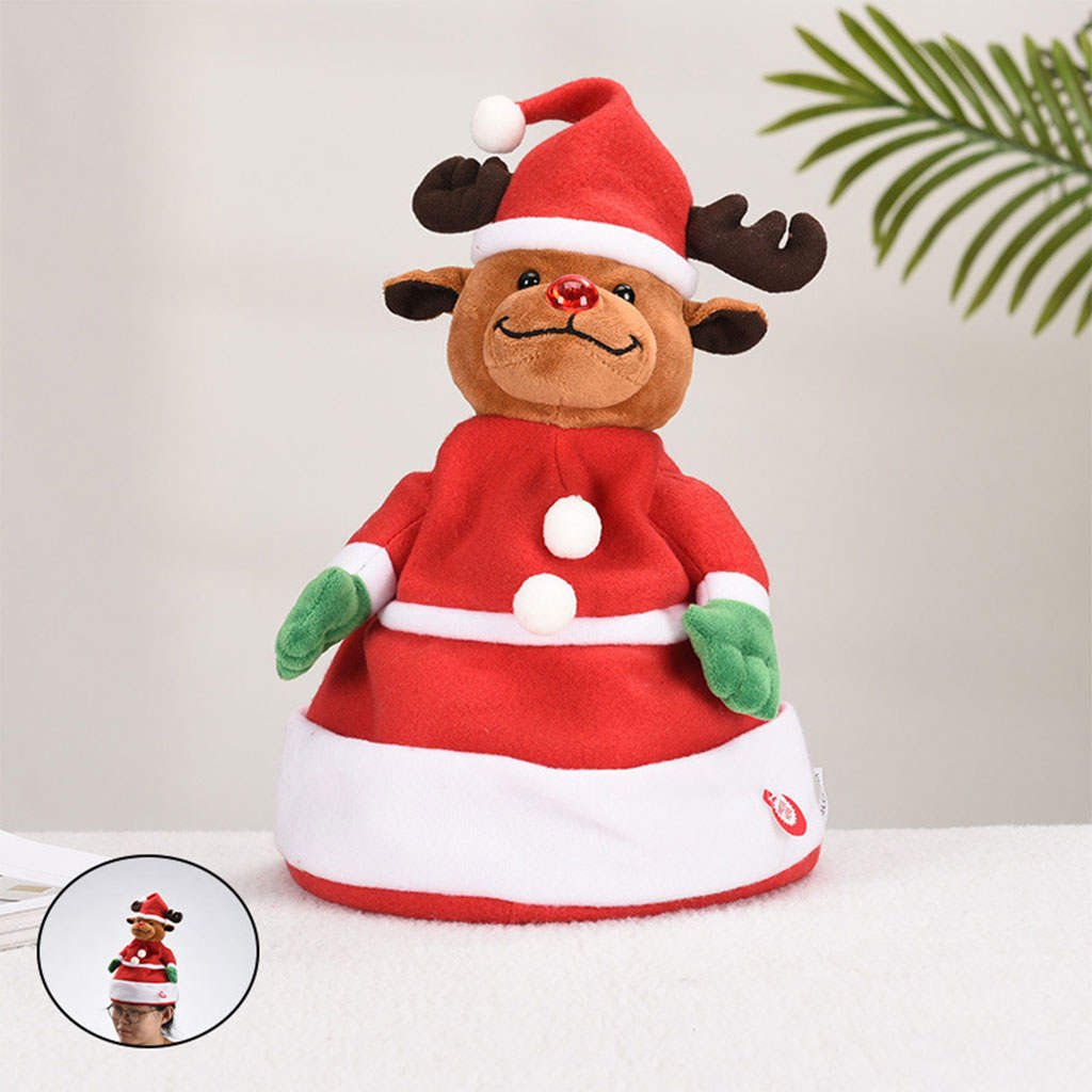 Funny Singing Dancing Hat Electric Toys Holiday Theme Hat Plush Red Music Christmas Hat for Kids Holiday Party Adults Christmas