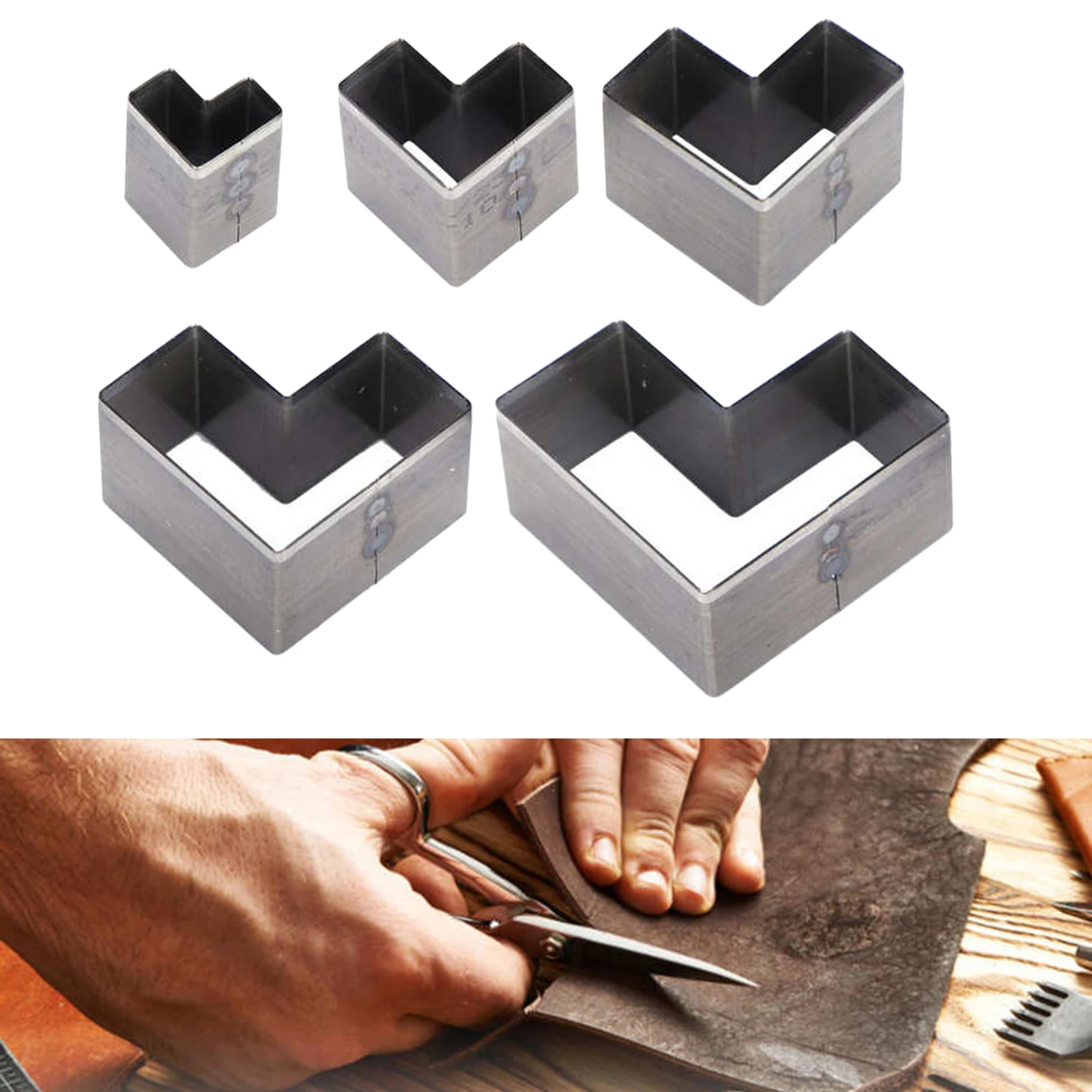 5Pcs Heart Leather Hole Hollow Punch Cutter Tool Leather Craft Set DIY for Handmade Leathercraft Jewelry Making