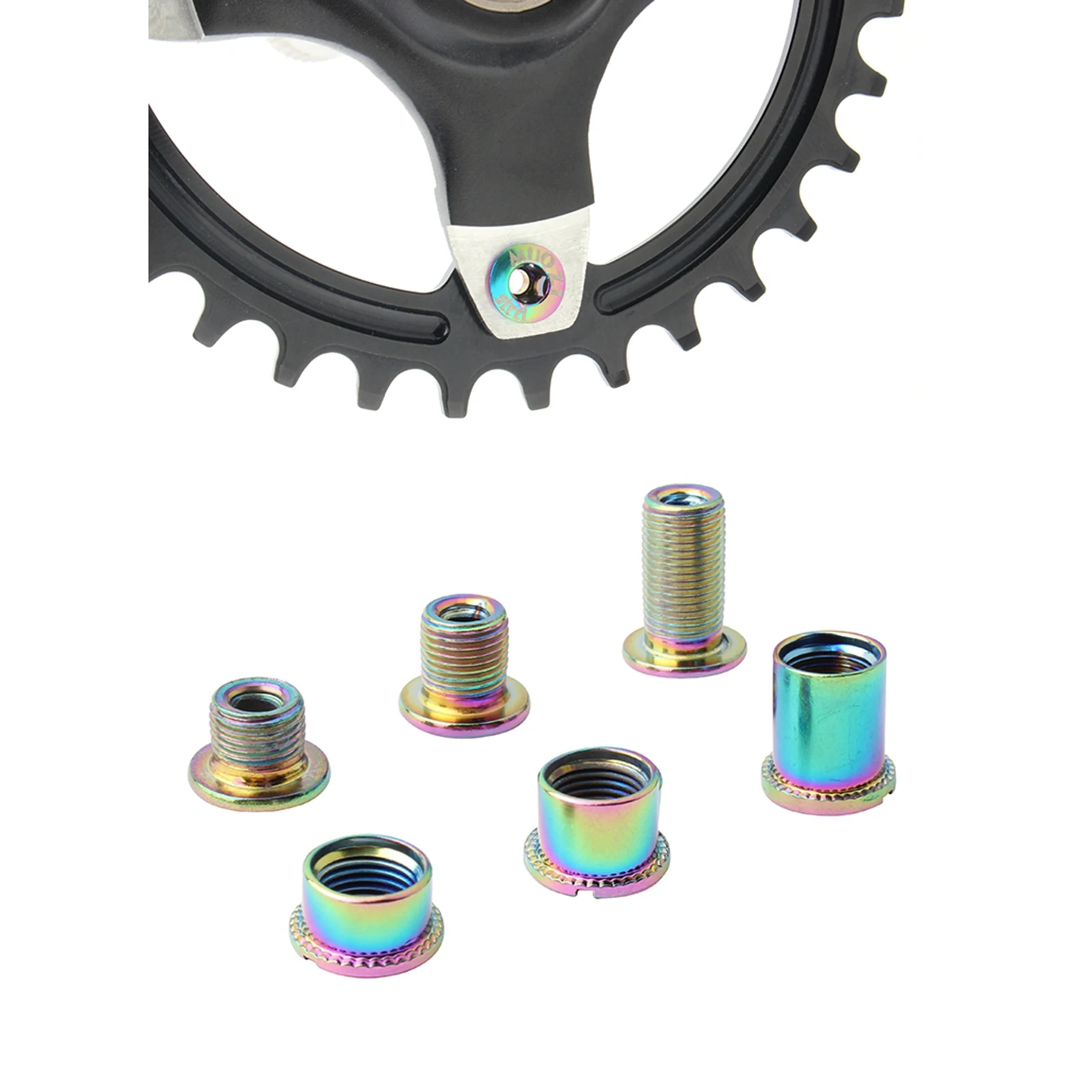 5x Bike Chainring M8 Bolt Nuts Solid Road Mountain Bicycle Chainwheel Screws Anti-Rust Sprockets Repair Bolt Accessories