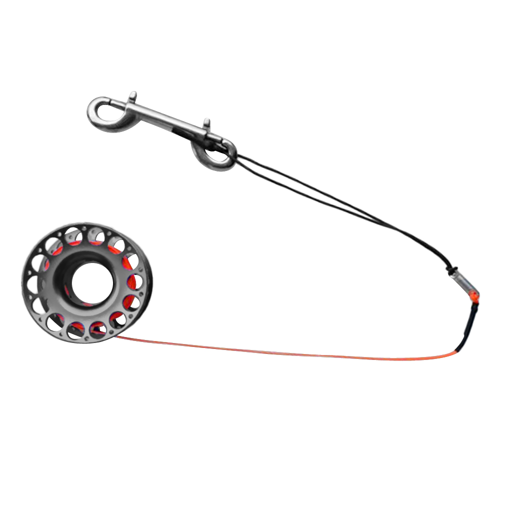 Scuba Diving Dive Aluminum Alloy Finger Reel Spool 30m Line Bolt Snap