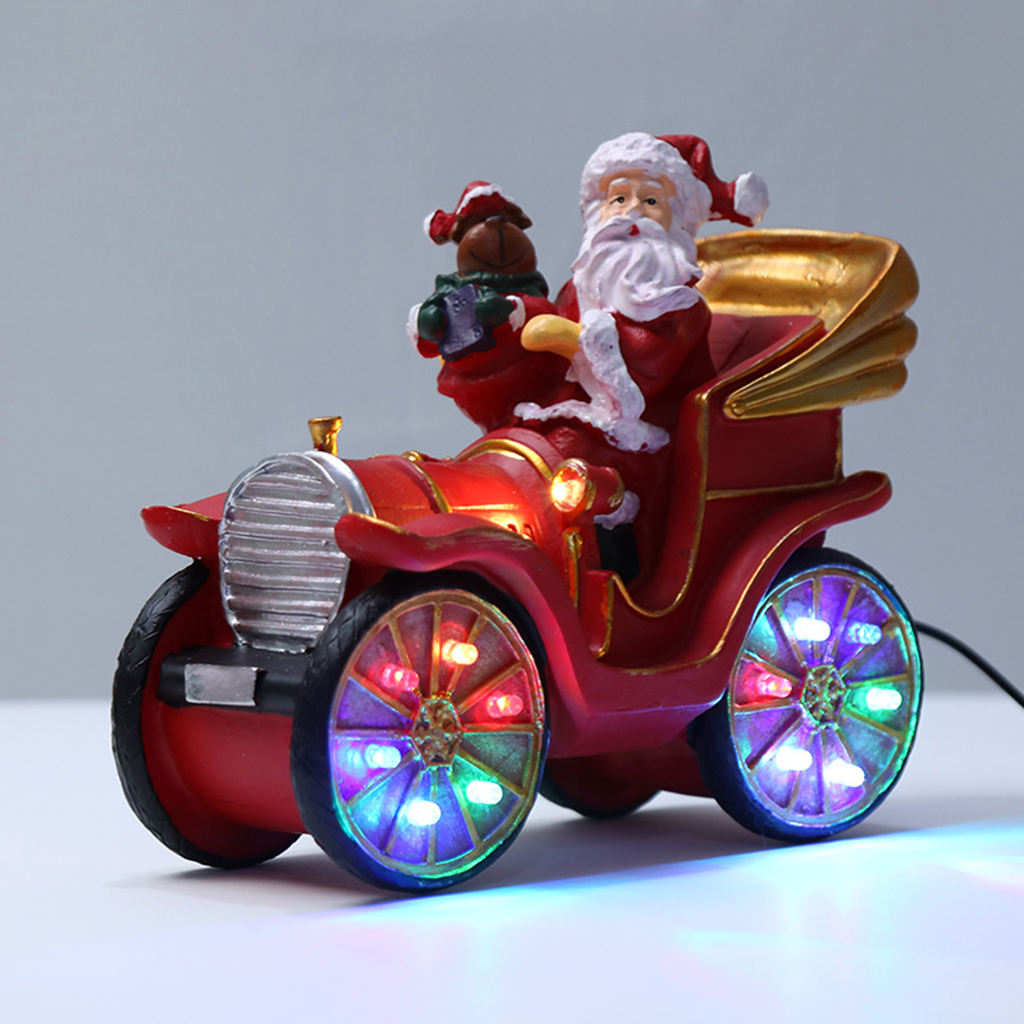 Santa Driving Train Ornament Desktop Christmas Decor Collection Santa Driving Train Ornament Present