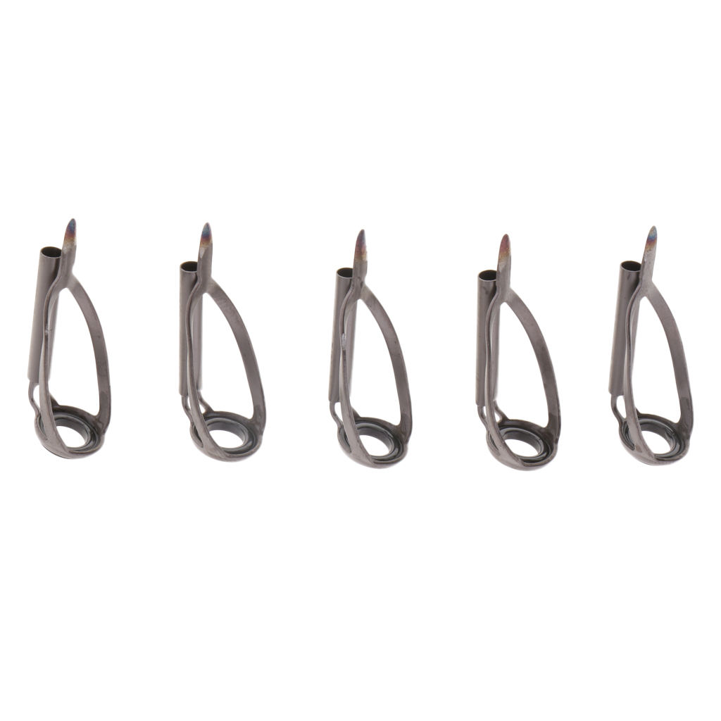 5pcs Gray Fishing Rod Tip Rings Pole Replacement Guides DIY Rod Building