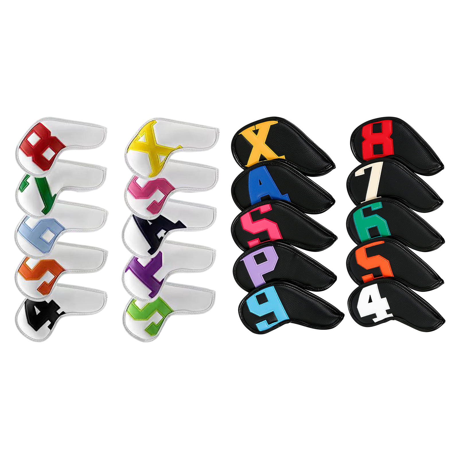 Golf Club Iron Head Covers, 10 Pieces Golf Headcover Set, PU Leather Golf Iron Headcovers Fit All Brands Iron, Father's Day Gift