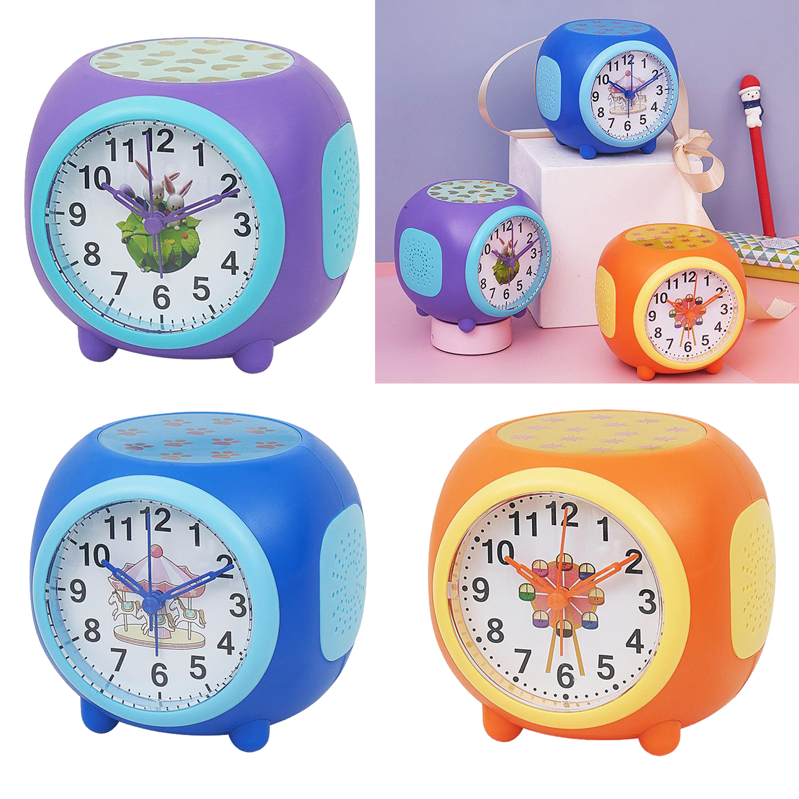 Star Projector Night Lights Alarm Clock Kids Rotating Star Moon Projection Lamp, Snooze Clock