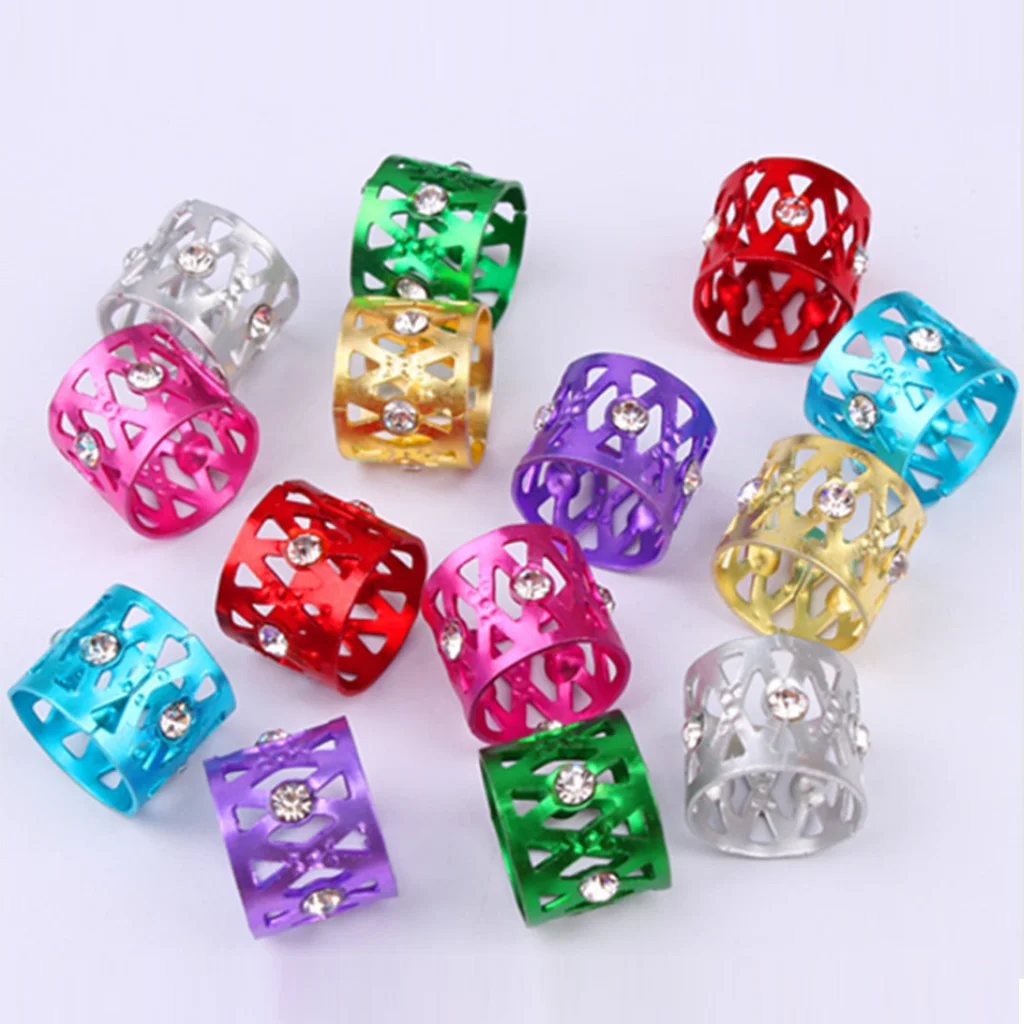 30x Assorted Color  Beads Hollow Hairstyle Jewelry Hair Braid Rings