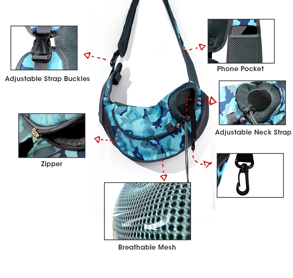 Slings Dog Carrier Comfort Shoulder Bag Outdoor Mesh Handbag Oxford Pet Travel Cats Tote Breathable Puppy Front Outdoor Cover