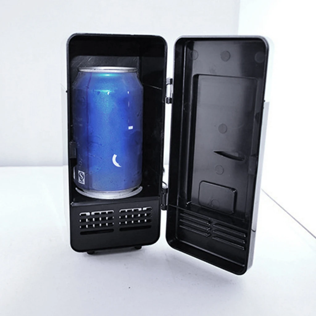 USB Mini Fridge Drink Cooler Refrigeration System Small Refrigerator Black