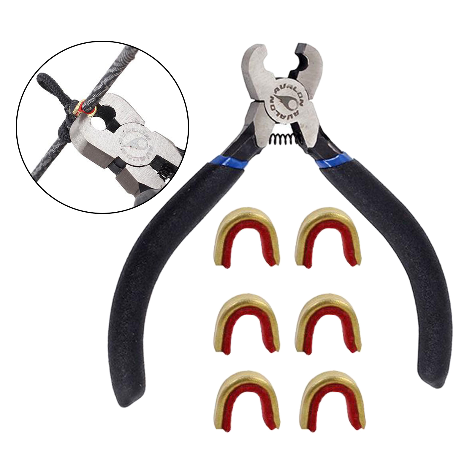 Durable Archery Bow String Nocking Points Pliers String Tool Set with 6 Pieces Brass Nocking Buckle for Compound Recurve Bow