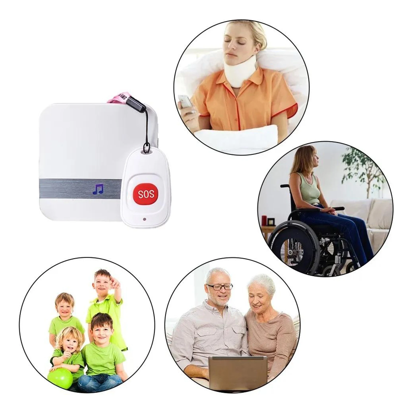 Caregiver Pager Wireless Home Care Alert Calling System Emergency SOS Call Button For Elderly Patient Pregnant Children Disabled
