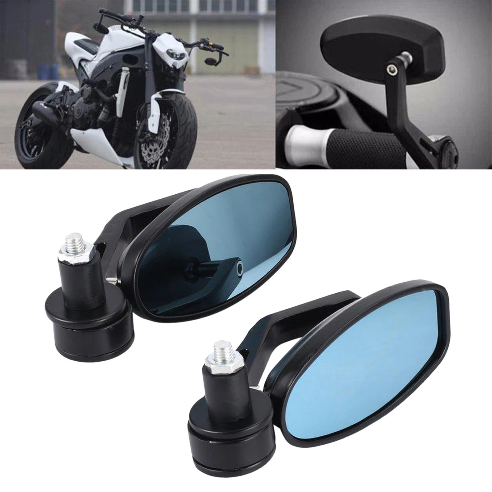 Motorcycle Bar End Mirrors, 7/8` Heavy Duty Rearview Mirror Universal for Suzuki, for Yamaha, for Kawasaki Handlebar Mirror