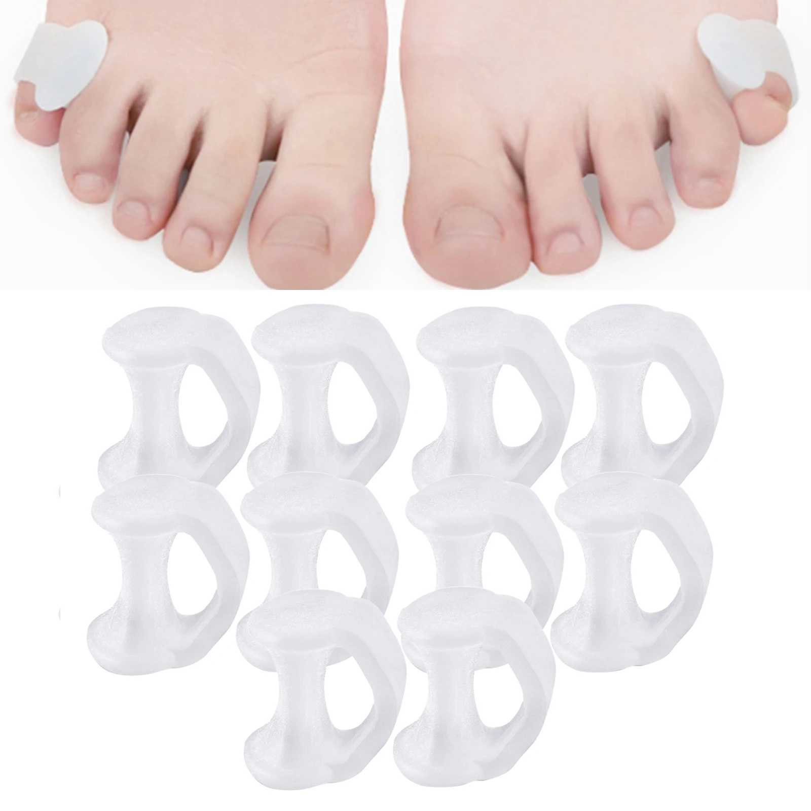 10x Soft Reusable Pinky Toe Pads Toe Separators Little Toe Straightener