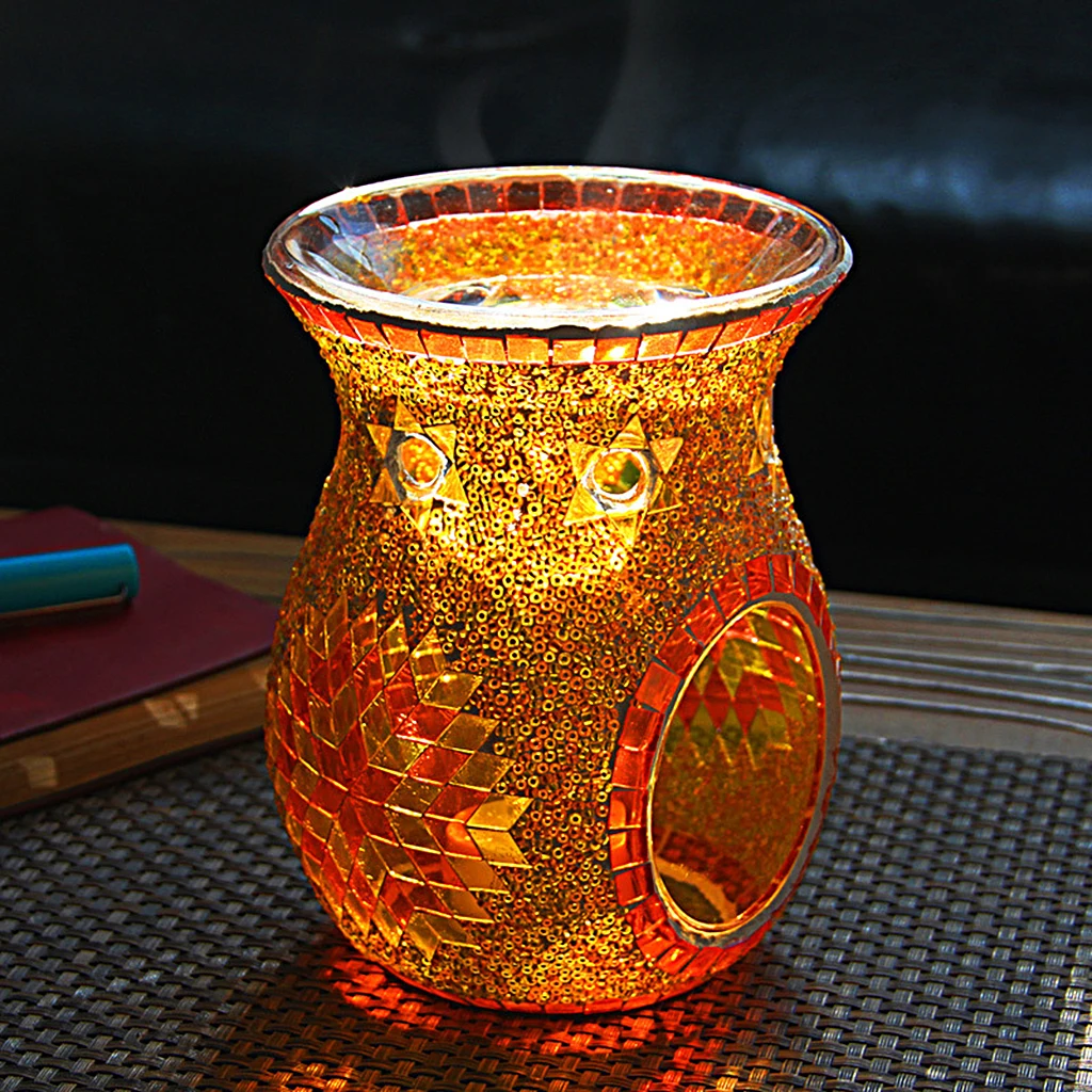 Mosaic Glass Oil Burner, Aromatherapy Essential Oil Diffuser, Tealight Candle Holder, for Scented Wax, Tealight, Melt Holder