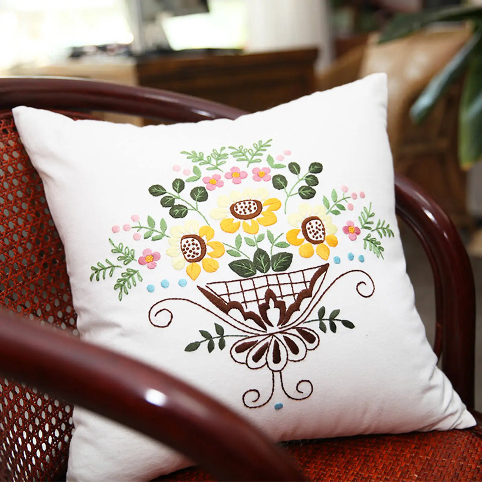 DIY Embroidery Pillow Covers Kit Colorful Threads Cross Stitch Kits for Sewing Supplies Sofa