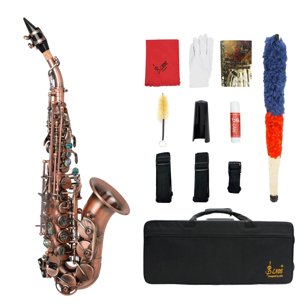 LADE Curved Soprano Saxophone Brass B Flat Treble Small Elbow  Key