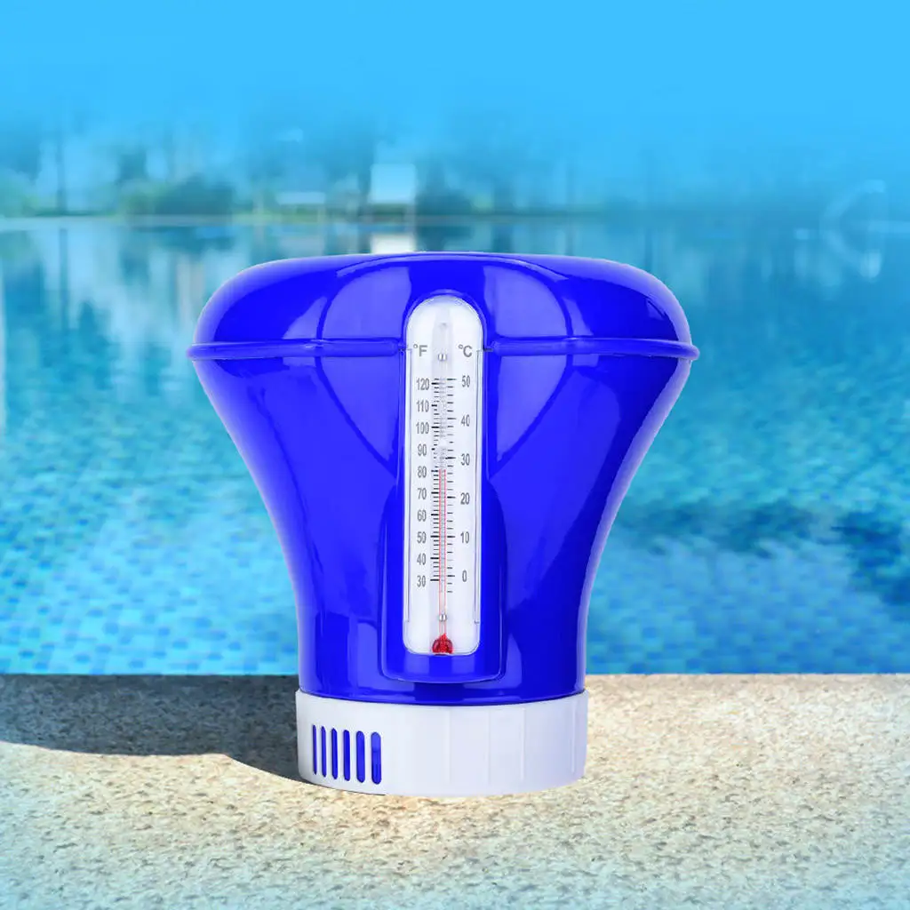 Swimming Pool 8 inch Chlorine Bromine Floating Dispenser with Thermometer Removable Lid Kits for Hot Tub Spas Tablets