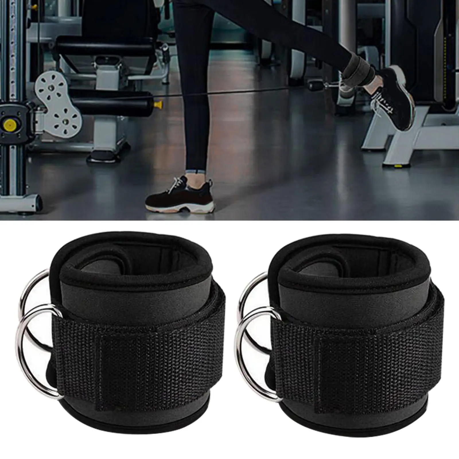 1 Pair Exercise Ankle Anchor Strap, Squat Leg Extensions Support Weight Lifting Ankle Bands for Men Women