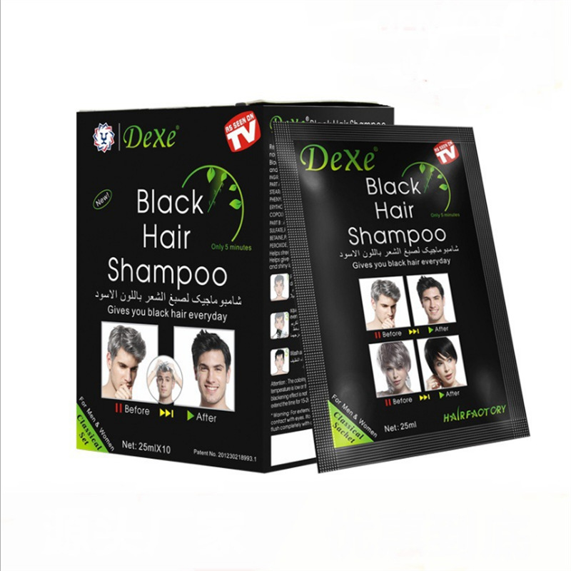 Tintura de Cabelo Cobrindo o Cabelo Branco para Preto Dexe Planta Yixihei Cinza Shampoo Preto 2 High Quality Beleza e saúde