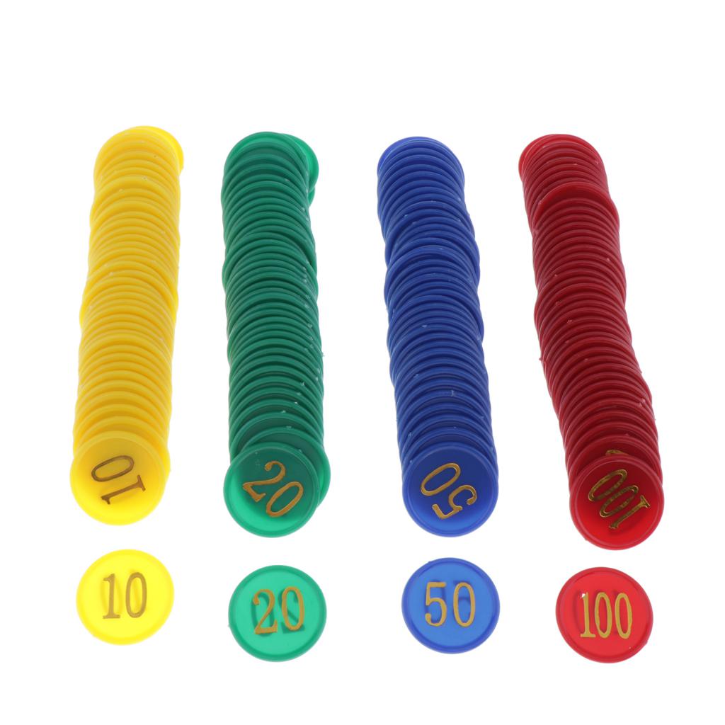160-Pack Plastic Game Chips Set Counters for Poker, Mahjong, Roulette, Blackjack, Bingo Games