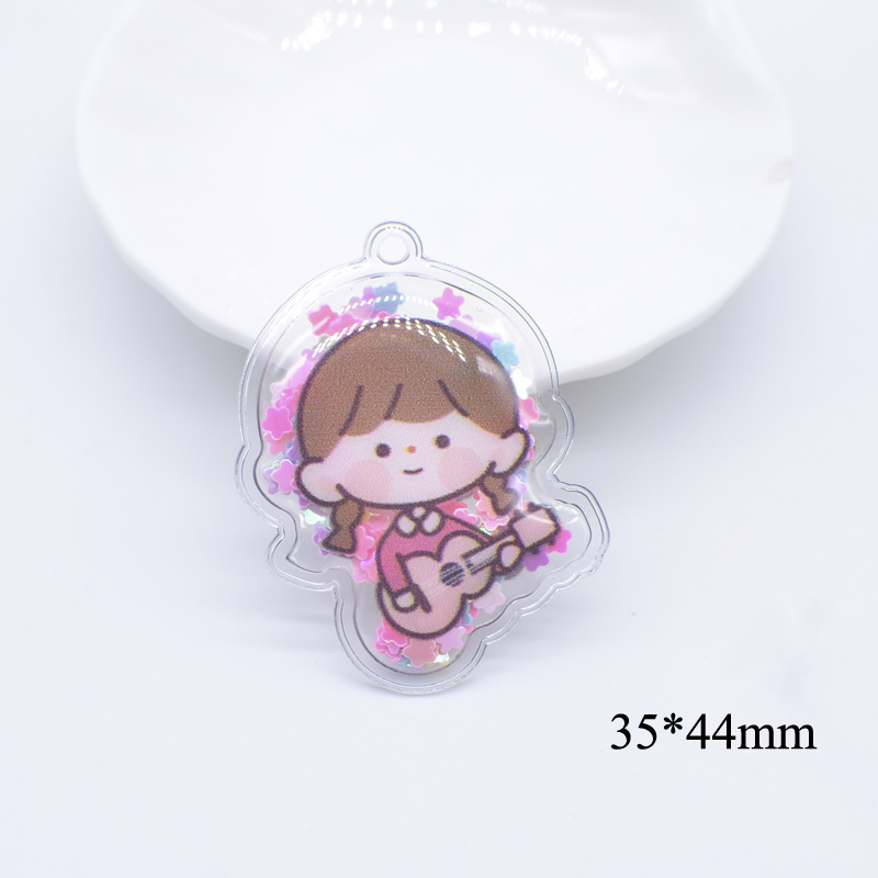 8 Stücke 3,5 cm Doppelseitig Bedruckte Mädchen Bär Pailletten Applikationen für DIY Kleidung Patches Kopfbedeckung Clips Bogen Anhänger Dekor Zubehör – Detail 3