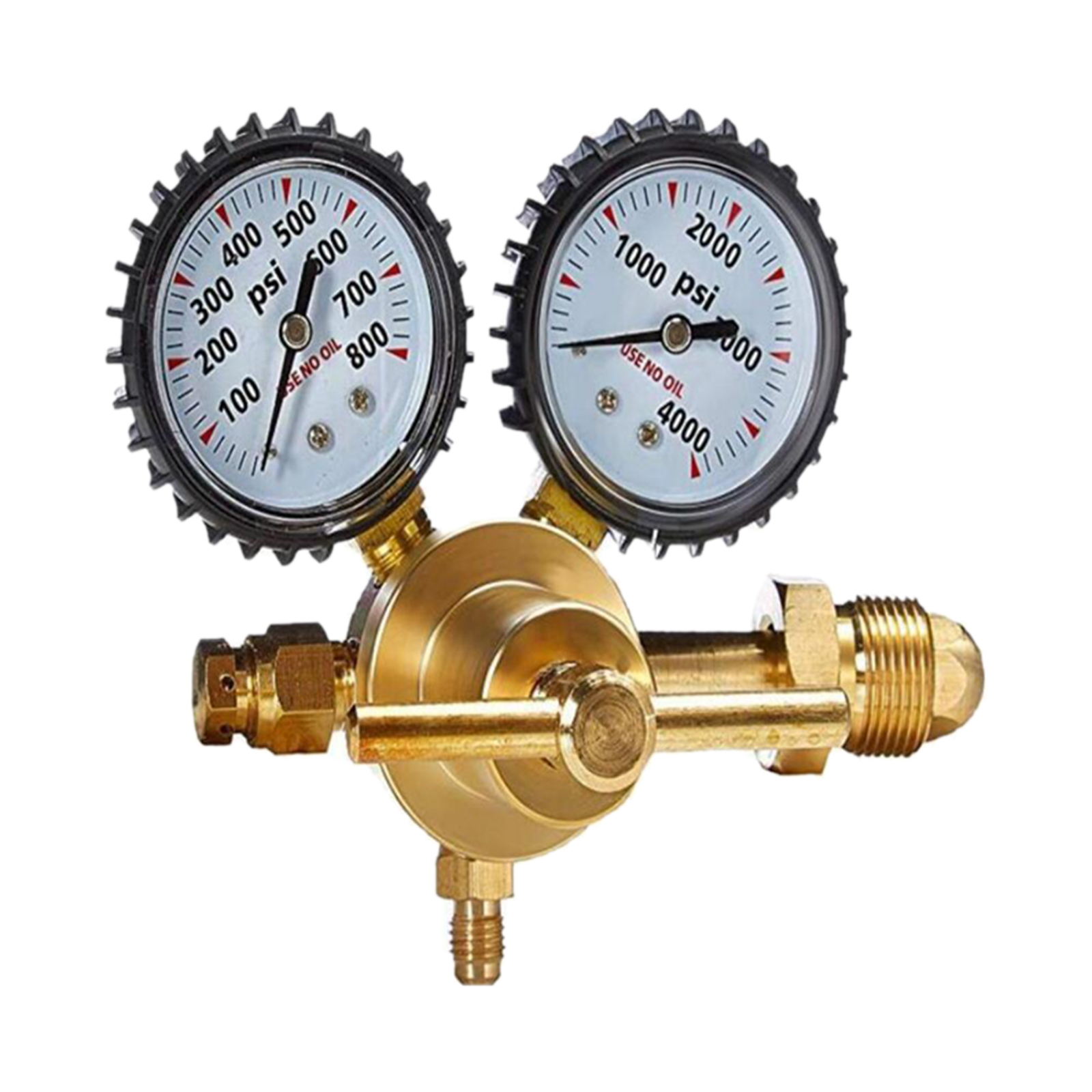 Nitrogen Regulator Gauge Pressure Equipment Brass CGA580 Inlet Connection Gauges 0-800PSI CGA580 Inlet 1/4 inch Flare Output