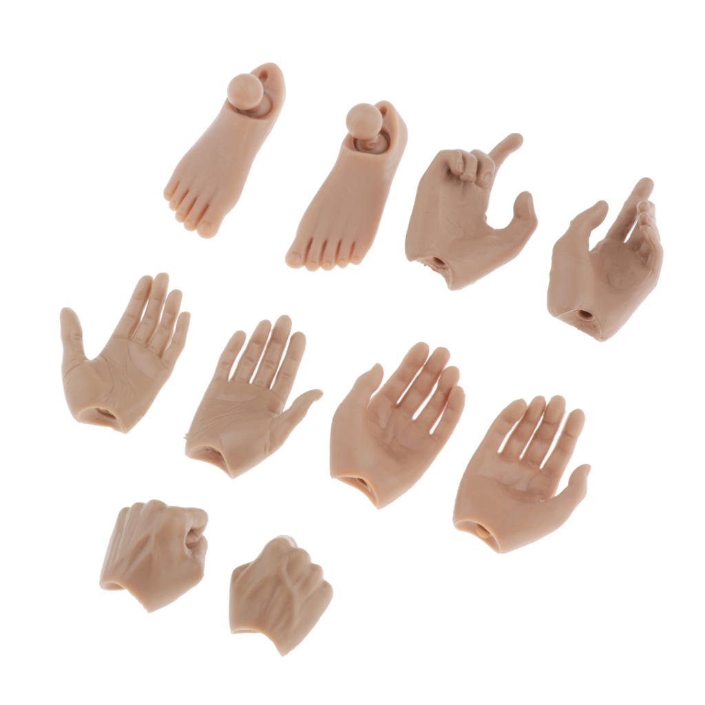 5 Pairs of Male Action Figures in 1/6 Scale Hand Foot Models Interchangeable