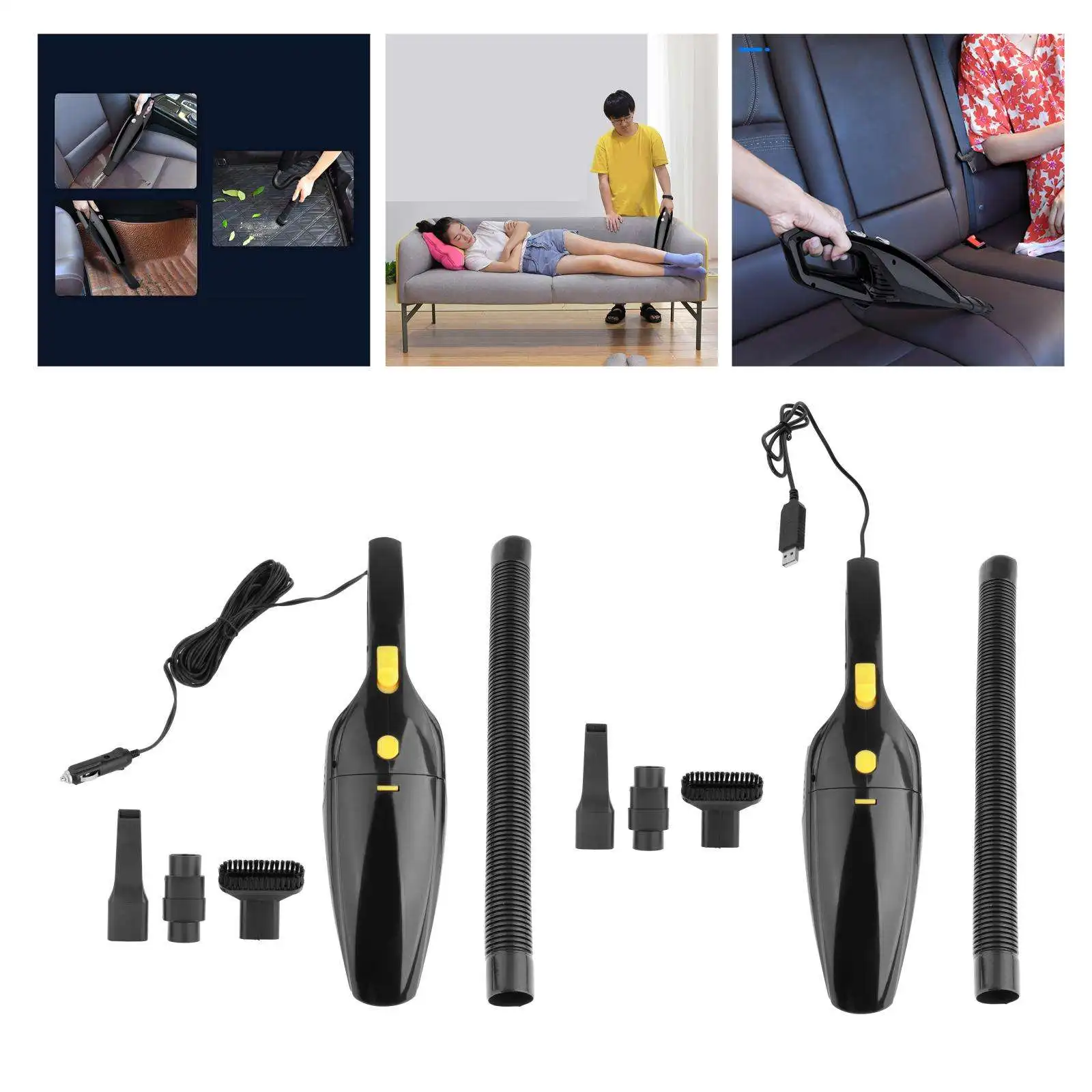 Home Handheld Cordless Vacuum Cleaner 120W 6000pa, Car Inflator Pump, Dual-Purpose Dry Wet